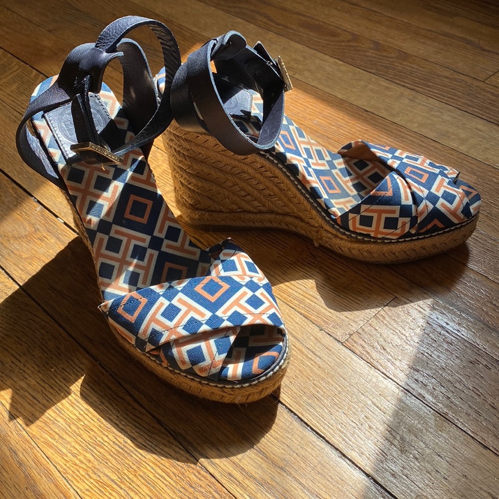 Tory Burch platform wedge espadrille sandals